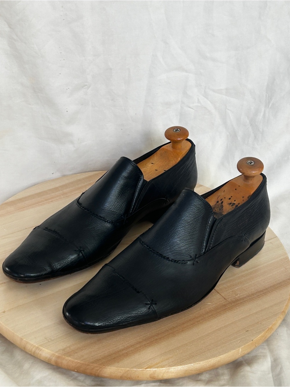 Ernesto Dolani Men’s Black Leather Slip-On Dress Loafer Square Toe US 8.5* EU 41